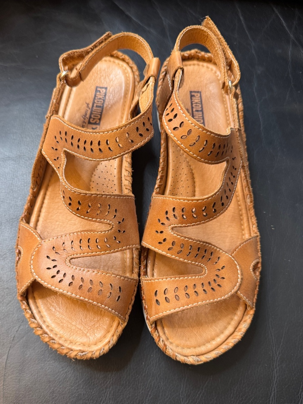 PIKOLINOS Altea Ankle Strap Sandals, Size 39, US 8.5/9 Color Cognac Brown
